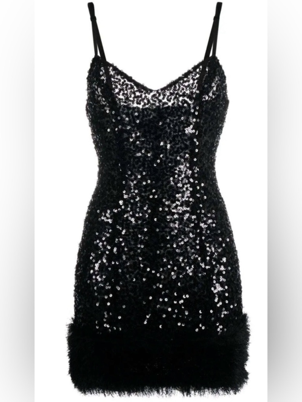 Moschino Black Sequin Spaghetti Strap Mini Dress